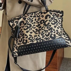 Studded Leopard Tote